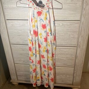 ANDREE BY UNIT Pink and Yellow Sleeveless Halter Sundress